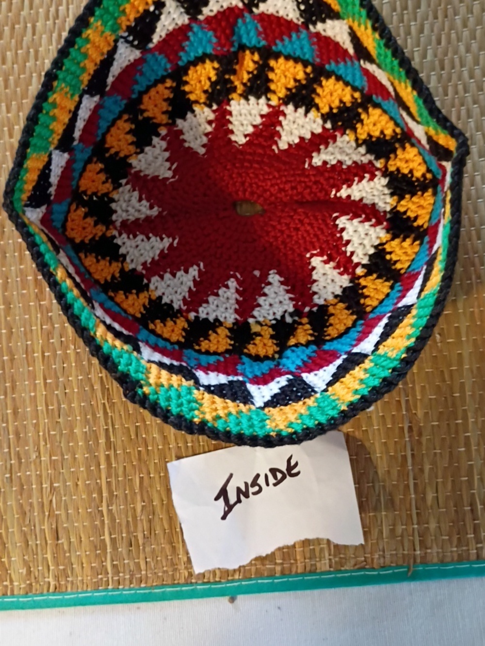 Hand-made Multicolor Geometric Beanie - Picture 6 of 8